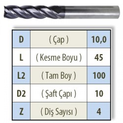 DUZ UZUN 1000 KARBÜR PARMAK FREZE