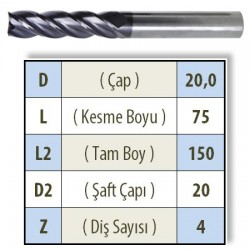 DUZ UZUN 2000 KARBÜR PARMAK FREZE