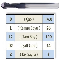 KÜRE UZUN 1400 KARBÜR PARMAK FREZE