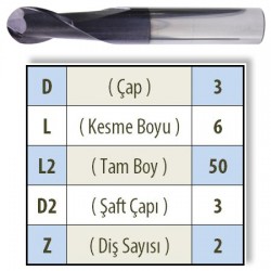 KÜRE 0300 KARBÜR PARMAK FREZE